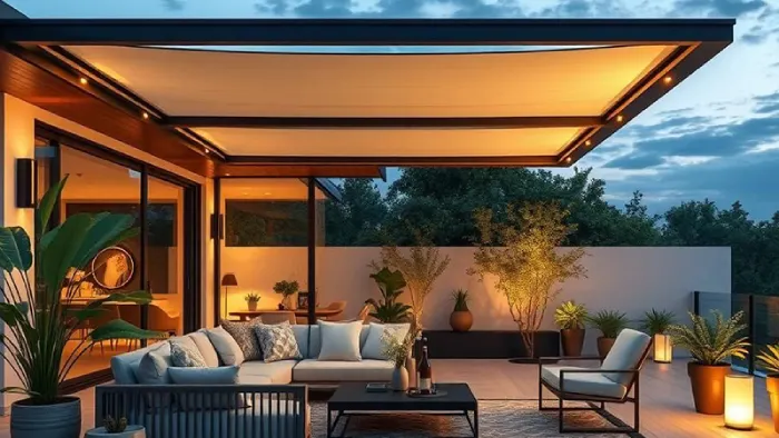 طراحی زیبا با سقف متحرک تراس | نکات دکوراتیو